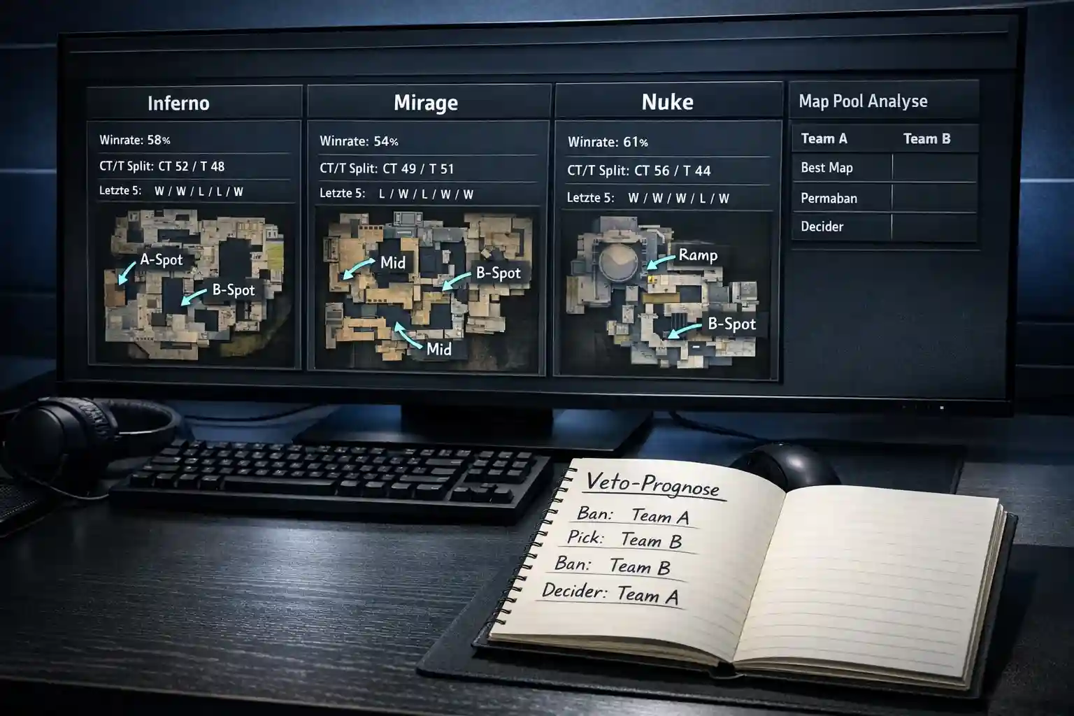 CS2 Map Pool Analyse: Pick-Ban Strategie und Map-Wetten
